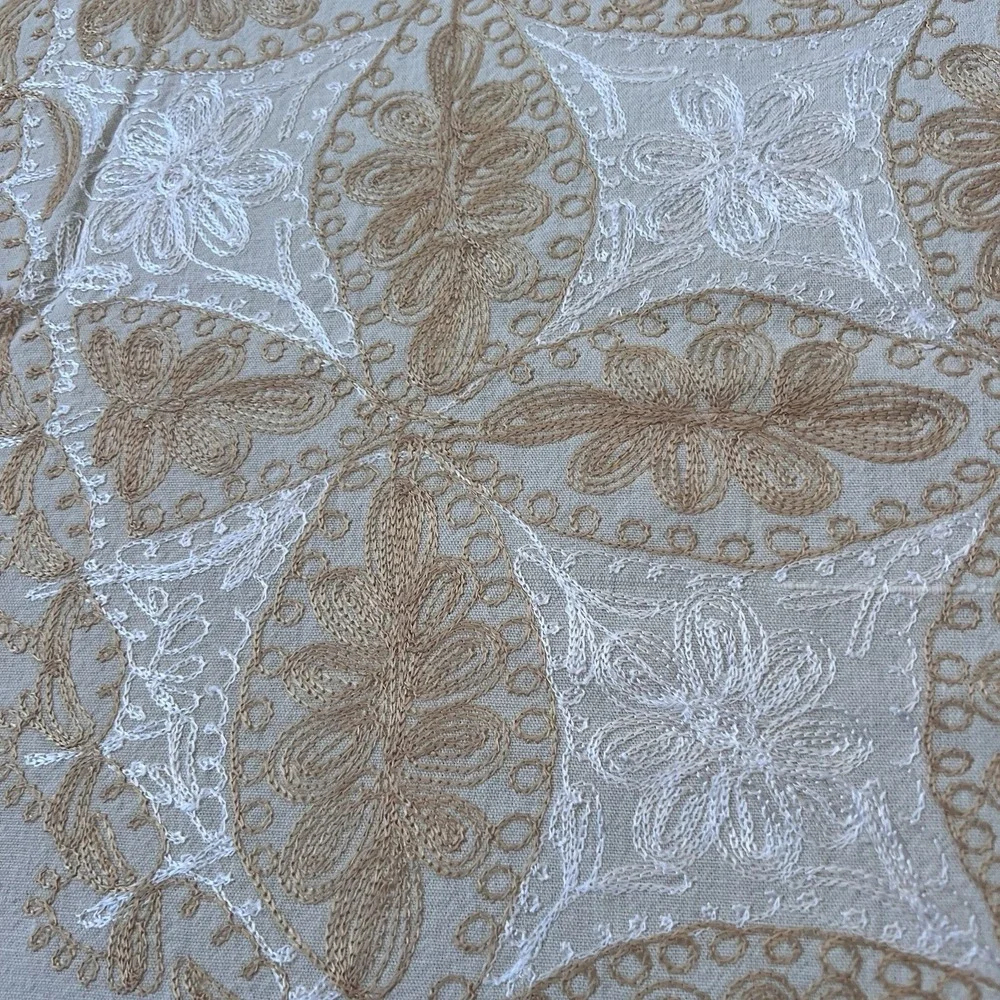 Vintage Aghabani Embroidered Orientalist Cotton Silk Tablecloth/11 Napkins 92x60